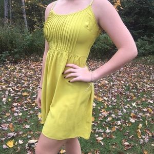 Dark Yellow dress with elastic waistline